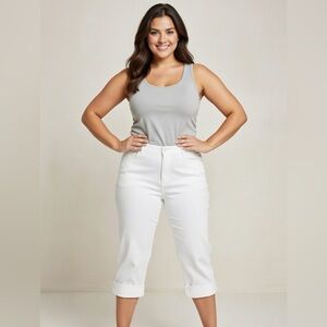 J.Jill White Denim Capri Pants NWT Stretch Cropped Women’s Size 16